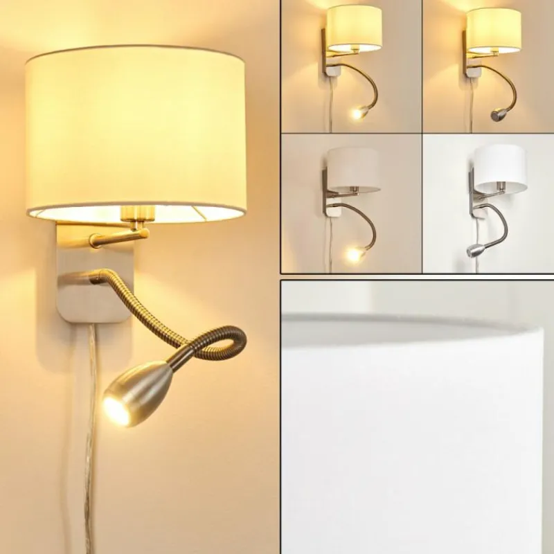 Lampes En Tissu-hofstein Applique murale Wiby LED Nickel mat, 2 lumières