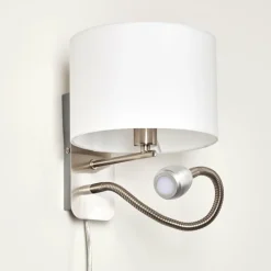 Lampes En Tissu-hofstein Applique murale Wiby LED Nickel mat, 2 lumières