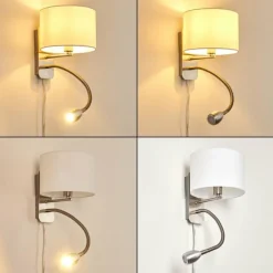 Lampes En Tissu-hofstein Applique murale Wiby LED Nickel mat, 2 lumières