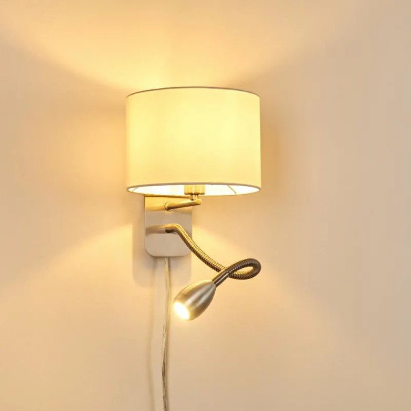 Lampes En Tissu-hofstein Applique murale Wiby LED Nickel mat, 2 lumières