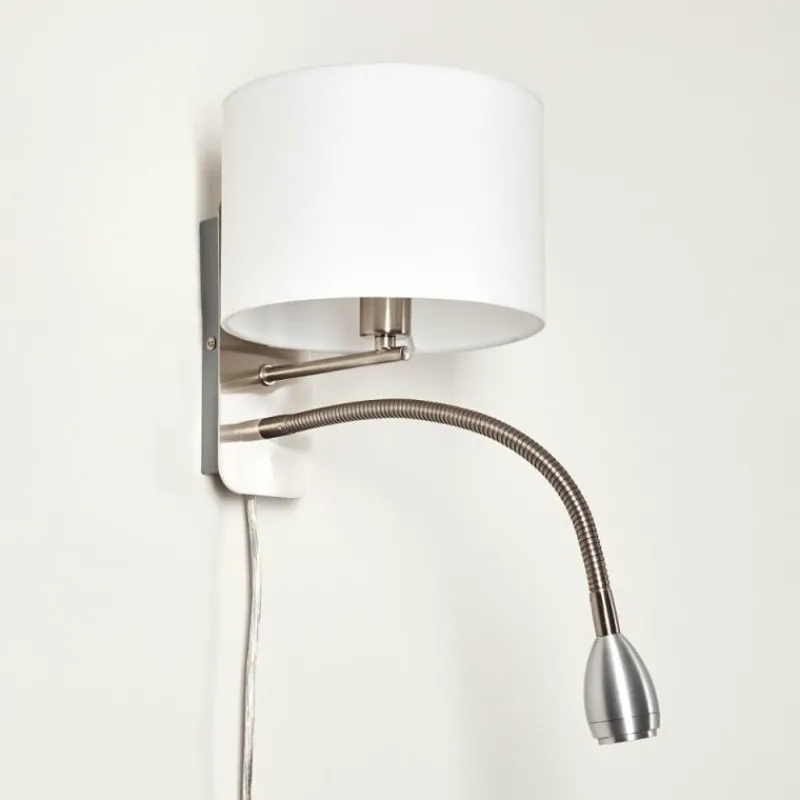 Lampes En Tissu-hofstein Applique murale Wiby LED Nickel mat, 2 lumières