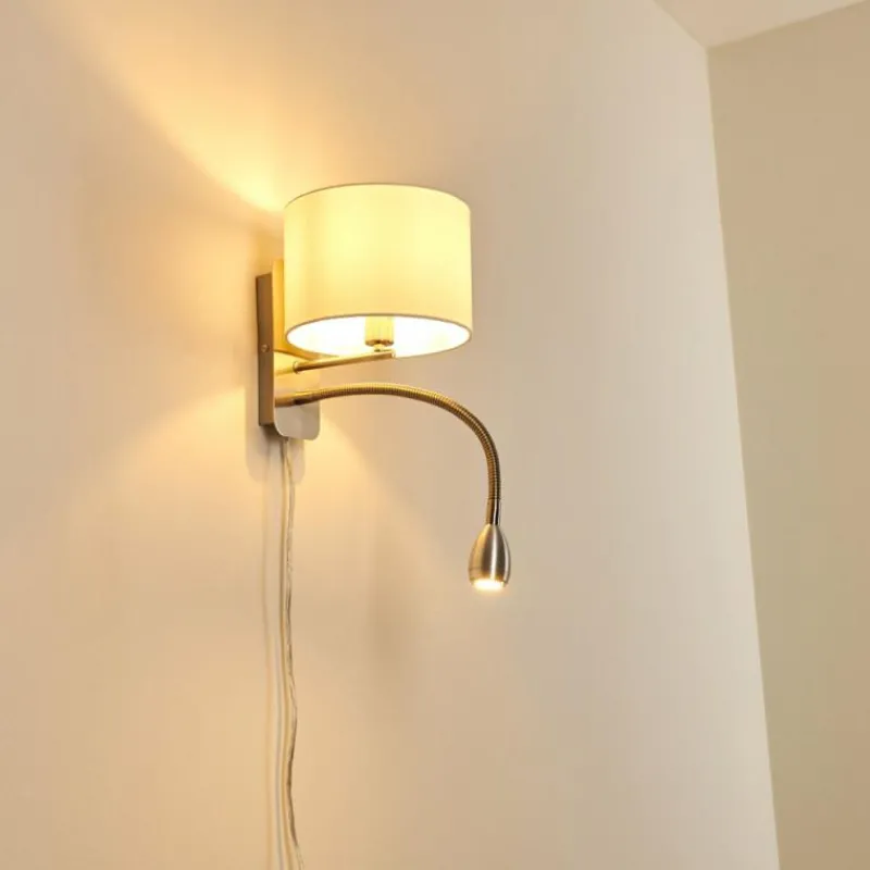 Lampes En Tissu-hofstein Applique murale Wiby LED Nickel mat, 2 lumières