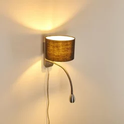 Lampes En Tissu-hofstein Applique murale Wiby LED Nickel mat, 2 lumières