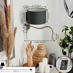 Lampes En Tissu-hofstein Applique murale Wiby LED Nickel mat, 2 lumières