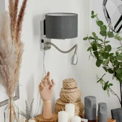 Lampes En Tissu-hofstein Applique murale Wiby LED Nickel mat, 2 lumières