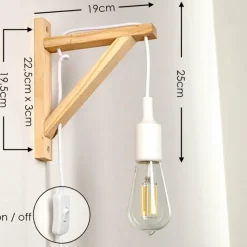 Lampes Vintages & Rétros-hofstein Applique murale Wiedau Bois clair, Blanc, 1 lumière