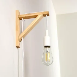 Lampes Vintages & Rétros-hofstein Applique murale Wiedau Bois clair, Blanc, 1 lumière