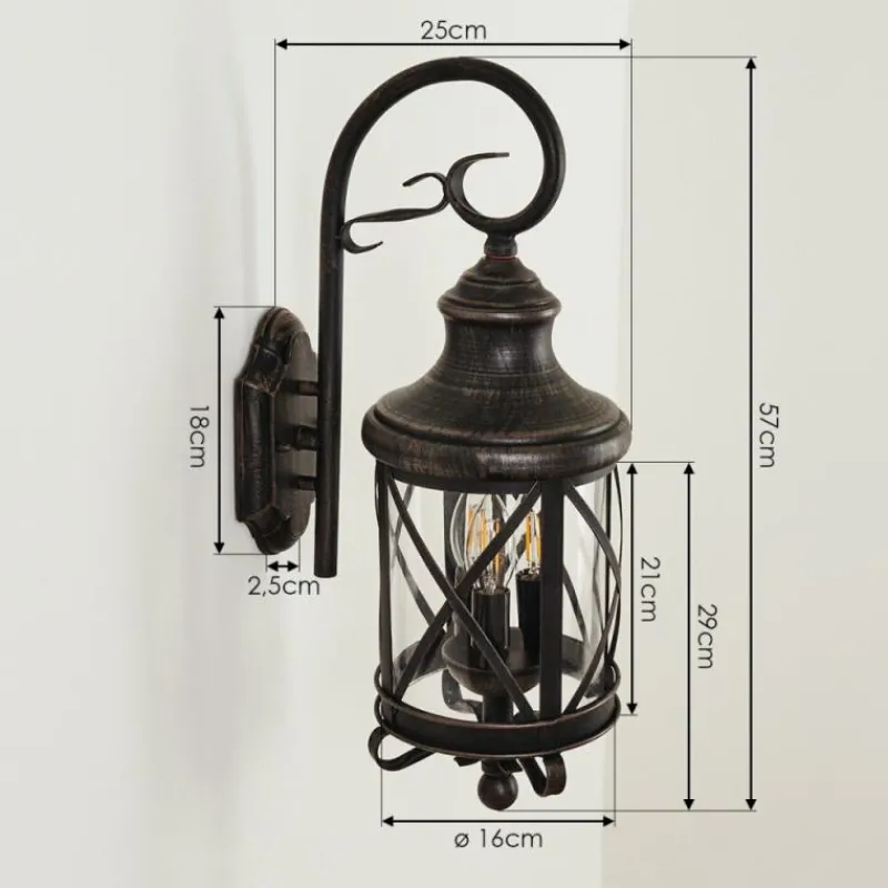 Luminaires Rustiques-hofstein Applique murale Zurich Brun, Couleur bois, 3 lumières