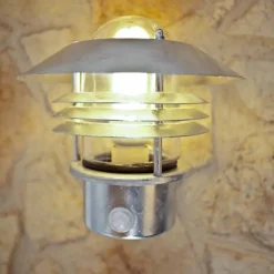 Luminaires Nordlux Applique Nordlux Vejers Acier inoxydable, Transparent, Zingué, 1 lumière, Détecteur de mouvement