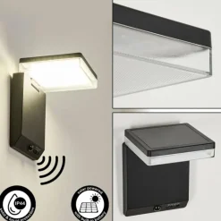hofstein applique solaire Lonquimai LED Noir, 1 lumière, Détecteur de mouvement