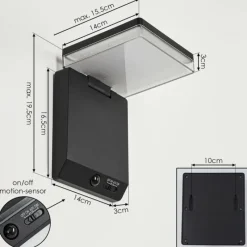 hofstein applique solaire Lonquimai LED Noir, 1 lumière, Détecteur de mouvement