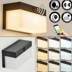 hofstein applique solaire Malalhue LED Noir, 1 lumière, Détecteur de mouvement