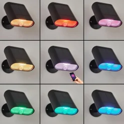 hofstein applique solaire Usmagama LED Noir, 1 lumière, Détecteur de mouvement