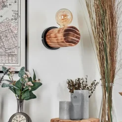 Luminaires Scandinaves-hofstein Argea Applique murale, Spot mural Brun foncé, Écru, Noir, 1 lumière