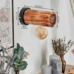 Luminaires Scandinaves-hofstein Argea Applique murale, Spot mural Brun foncé, Écru, Noir, 1 lumière