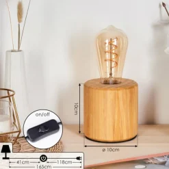 Luminaires Scandinaves-hofstein Argea Lampe de bureau, Lampe à poser Écru, Noir, 1 lumière