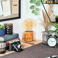 Luminaires Scandinaves-hofstein Argea Lampe de bureau, Lampe à poser Écru, Noir, 1 lumière