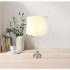 Lampes En Tissu-Luminaires Globo Lighting Arro Lampe à poser Nickel mat, 1 lumière