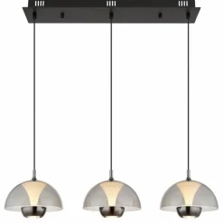 Suspension Verre Fumé-Luminaires Globo Lighting Arus Suspension LED Noir, 1 lumière