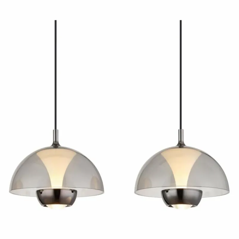 Suspension Verre Fumé-Luminaires Globo Lighting Arus Suspension LED Noir, 1 lumière