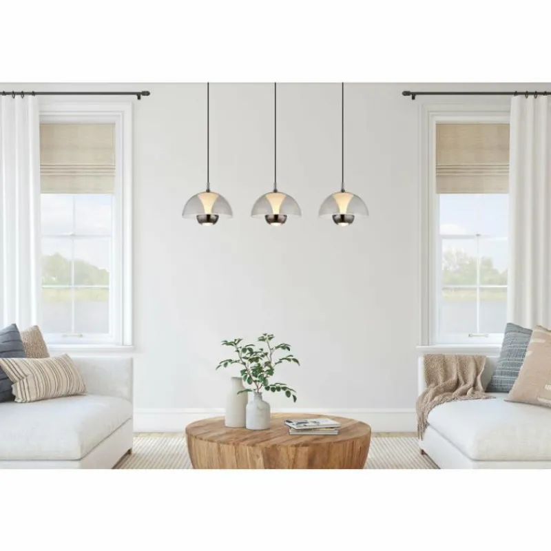 Suspension Verre Fumé-Luminaires Globo Lighting Arus Suspension LED Noir, 1 lumière