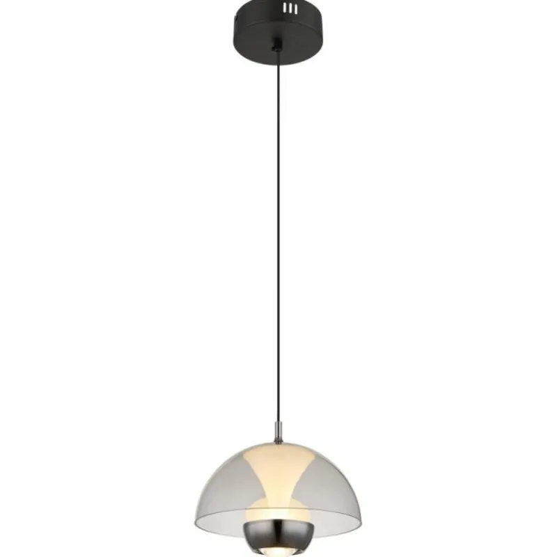 Suspension Verre Fumé-Luminaires Globo Lighting Arus Suspension LED Noir, 1 lumière