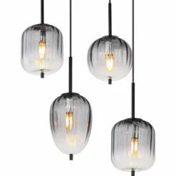 Suspension Verre Fumé-Luminaires Globo Lighting ATTILA Suspension Noir, 8 lumières