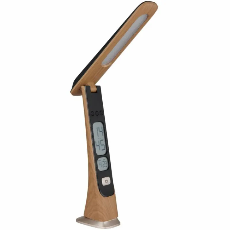 Lampes En Bois-Luminaires Globo Lighting Averie Lampe à poser LED Bois foncé, Écru, Noir, 1 lumière