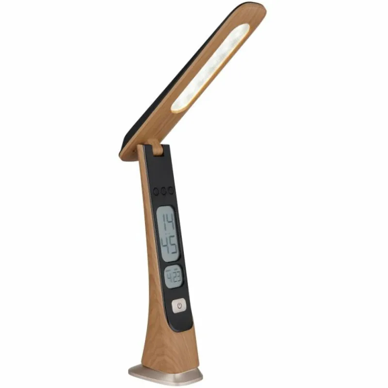 Lampes En Bois-Luminaires Globo Lighting Averie Lampe à poser LED Bois foncé, Écru, Noir, 1 lumière