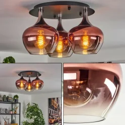 hofstein Azurara Plafonnier Chrome, Noir, 3 lumières