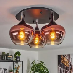 hofstein Azurara Plafonnier Chrome, Noir, 3 lumières