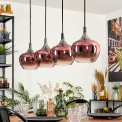 hofstein Azurara Suspension, Boule lumineuse, Suspension Noir, 4 lumières