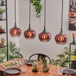 hofstein Azurara Suspension, Boule lumineuse, Suspension Noir, 4 lumières