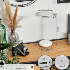 hofstein Baigorrita Lampe de table d'extérieur, Lampe à poser LED Blanc, 1 lumière