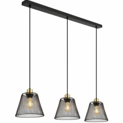 Lampes Dorées-Luminaires Globo Lighting Baku Suspension Noir, 3 lumières