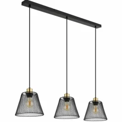 Lampes Dorées-Luminaires Globo Lighting Baku Suspension Noir, 3 lumières