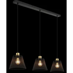 Lampes Dorées-Luminaires Globo Lighting Baku Suspension Noir, 3 lumières