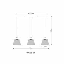 Lampes Dorées-Luminaires Globo Lighting Baku Suspension Noir, 3 lumières