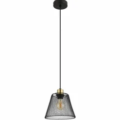 Lampes Dorées-Luminaires Globo Lighting Baku Suspension Noir, 1 lumière