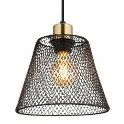 Lampes Dorées-Luminaires Globo Lighting Baku Suspension Noir, 1 lumière