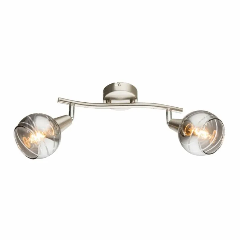 Suspension Verre Fumé-Luminaires Globo Lighting Ball Plafonnier Nickel mat, 2 lumières