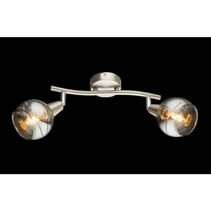 Suspension Verre Fumé-Luminaires Globo Lighting Ball Plafonnier Nickel mat, 2 lumières