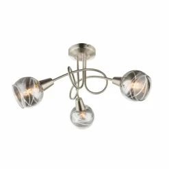 Suspension Verre Fumé-Luminaires Globo Lighting Ball Plafonnier Nickel mat, 3 lumières