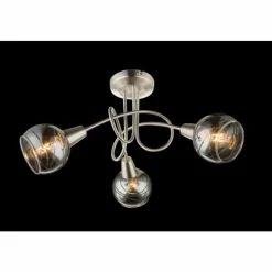Suspension Verre Fumé-Luminaires Globo Lighting Ball Plafonnier Nickel mat, 3 lumières