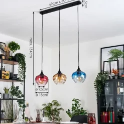 hofstein Ballebro Suspension, Suspension Noir, 3 lumières