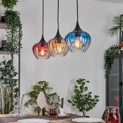 hofstein Ballebro Suspension, Suspension Noir, 3 lumières