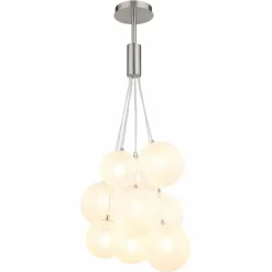 Luminaires Globo Lighting Ballgi Suspension Nickel mat, 9 lumières