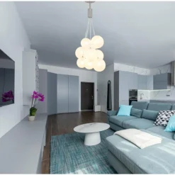 Luminaires Globo Lighting Ballgi Suspension Nickel mat, 9 lumières