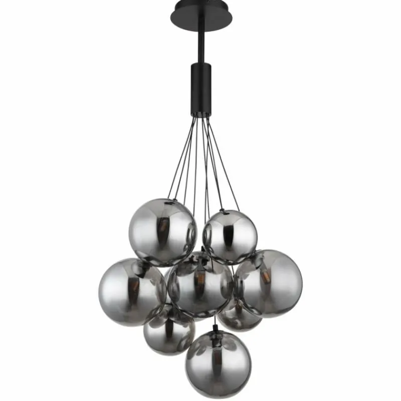 Suspension Verre Fumé-Luminaires Globo Lighting Ballgi Suspension Noir, 9 lumières