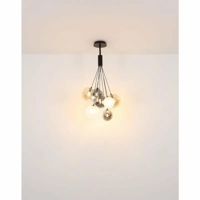 Luminaires Globo Lighting Ballgi Suspension Noir, 9 lumières